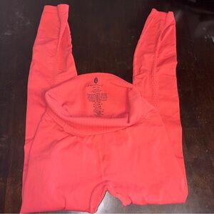 Free People  Coral-Red Stretch Leggings